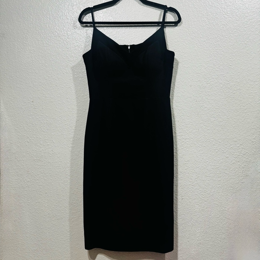 Black Halo Chantal Sleek Black Midi Dress Size 8 - Picture 2 of 16